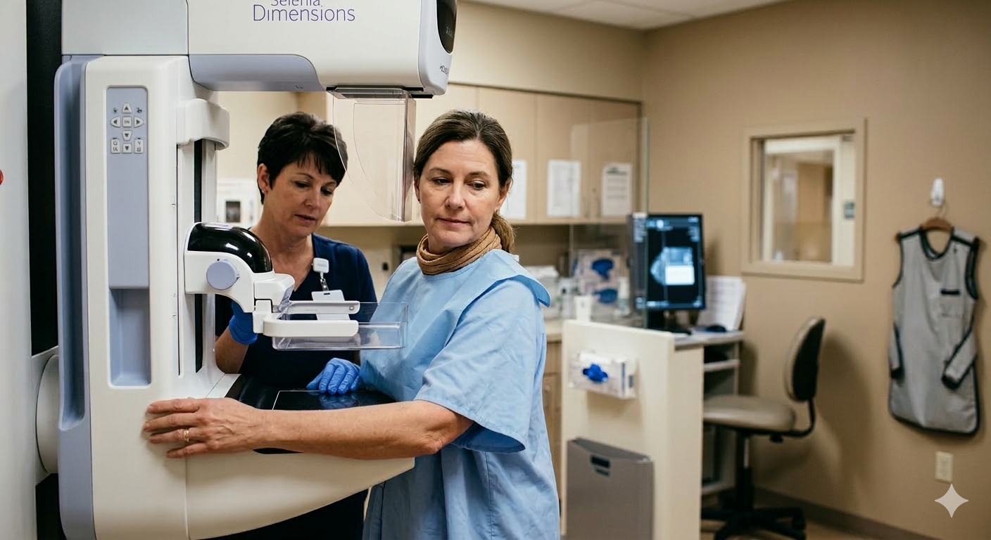 MAMMOGRAPHY DOUBLE BREAST diagnostic test illustration